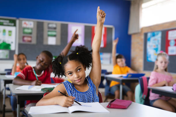 Confident Nigerian secondary school learner in class