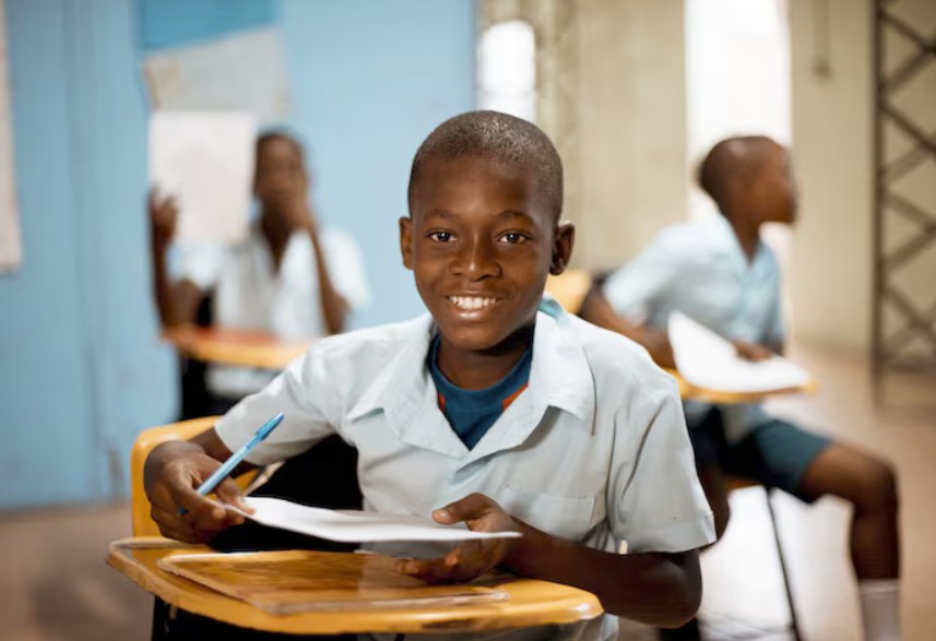 Secondary school student studying with focus
